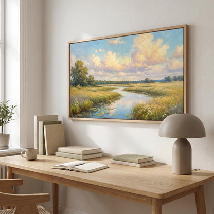 3D Textured Painting - Golden River Meadow