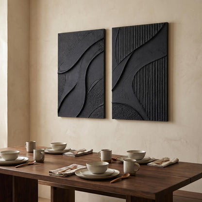 Wabi-Sabi Wall Art - Noir Flow Diptych