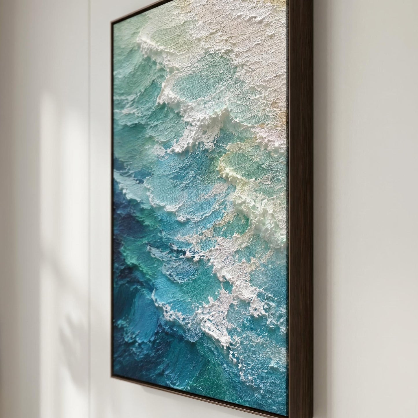 3D Textured Painting - Teal Ocean Waves