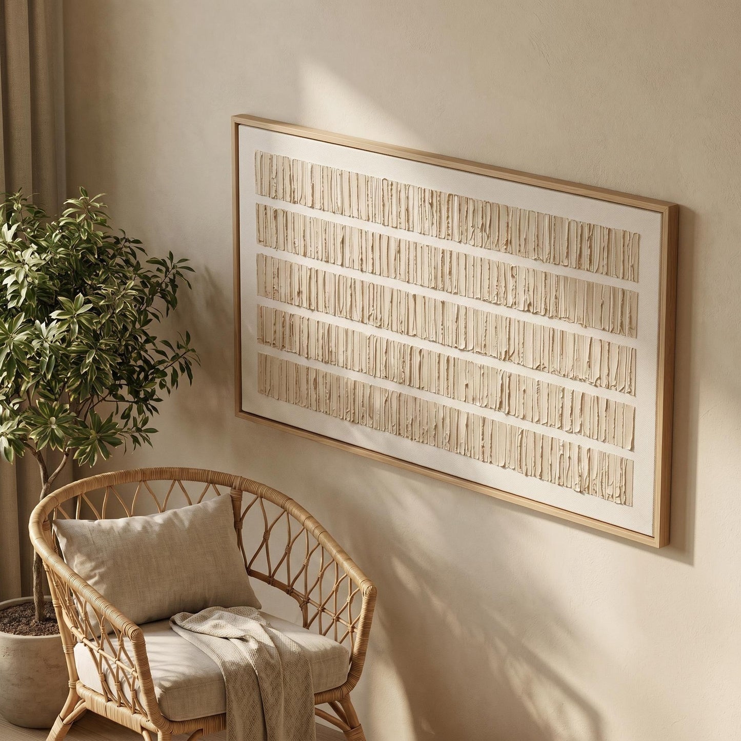 Wabi-Sabi Wall Art - Textured Linen Rows