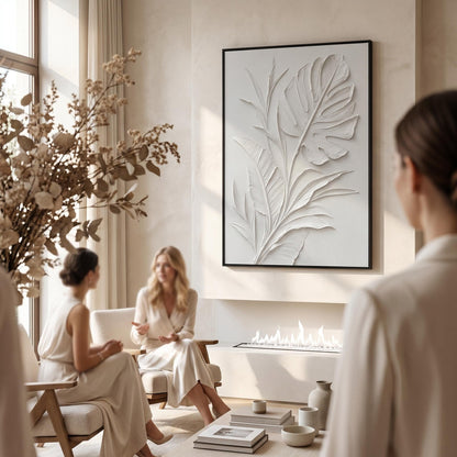 Minimalism - White Botanical Relief