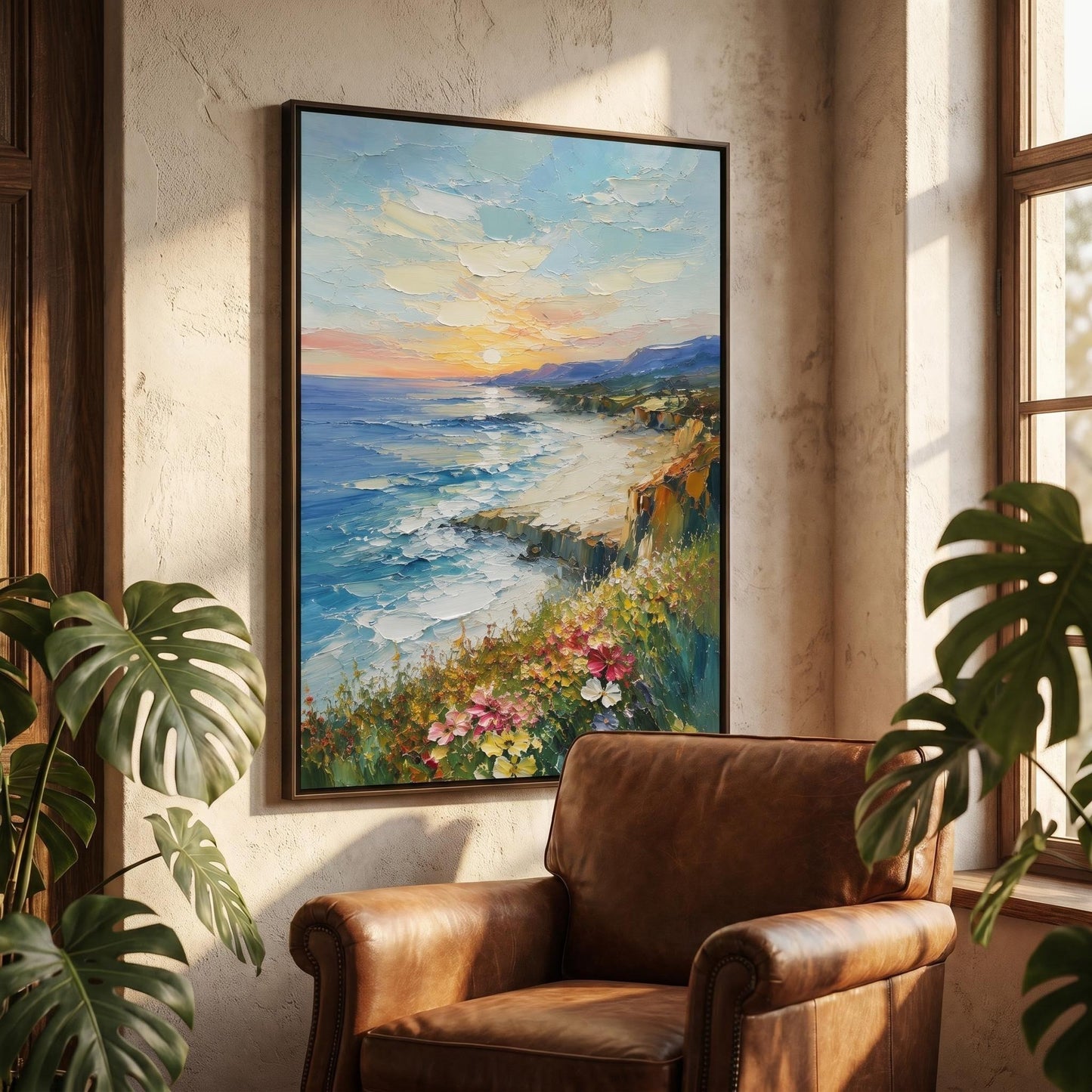 3D Textured Painting - Coastal Sunset Bluff