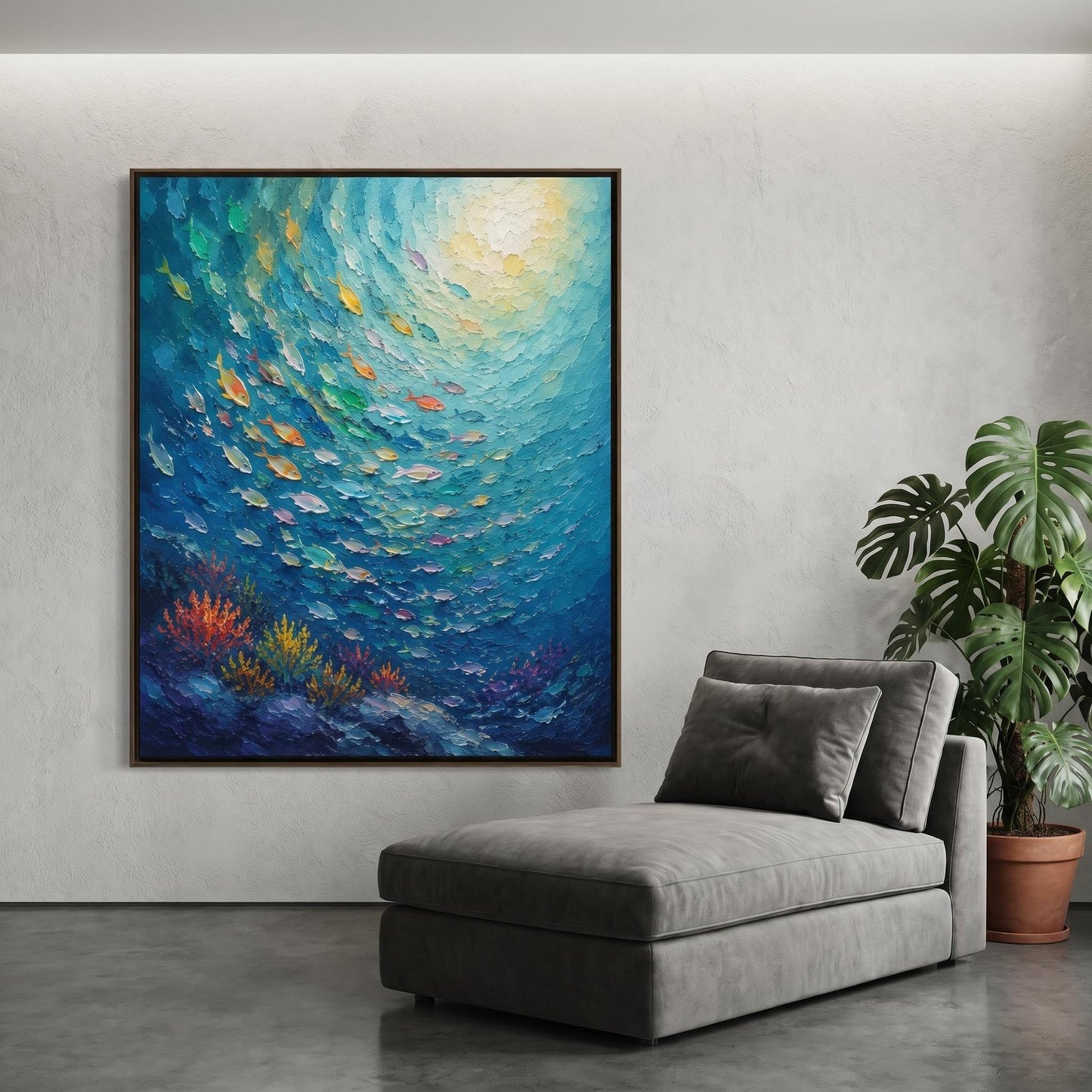 Colorful Painting - Underwater School of Fish