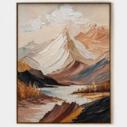 3D Textured Painting - Golden Peak Lake