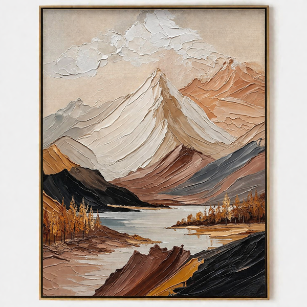 3D Textured Painting - Golden Peak Lake