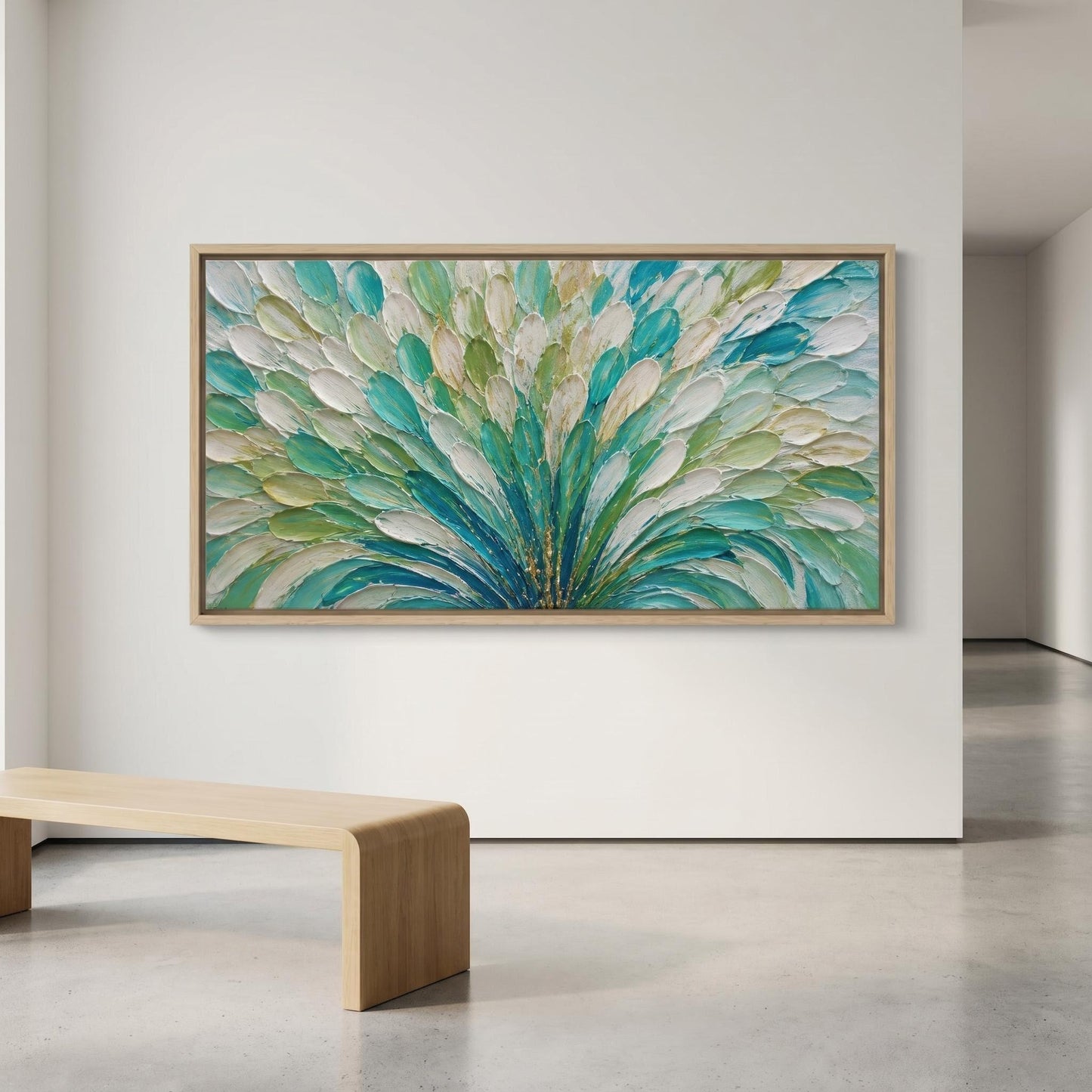 3D Textured Painting - Teal Peacock Bloom