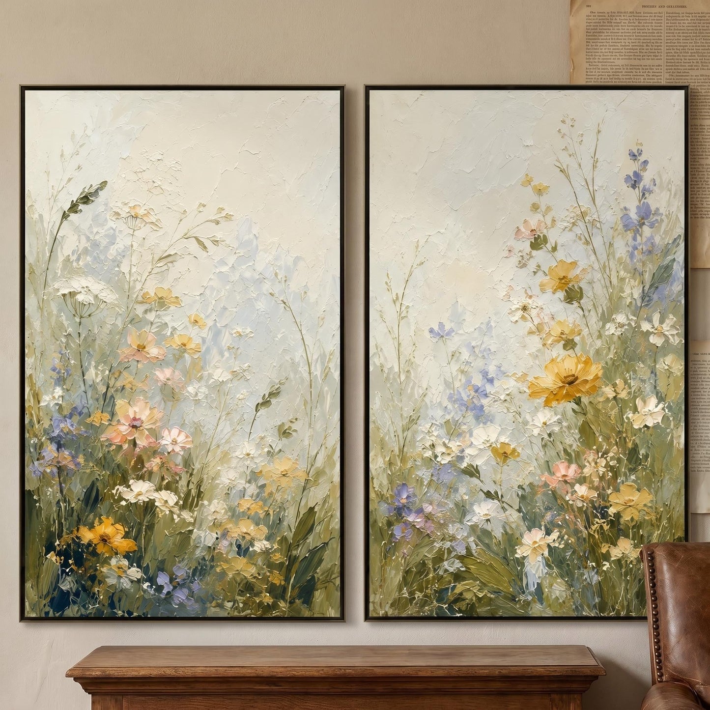 Colorful Painting - Wildflower Meadow Diptych