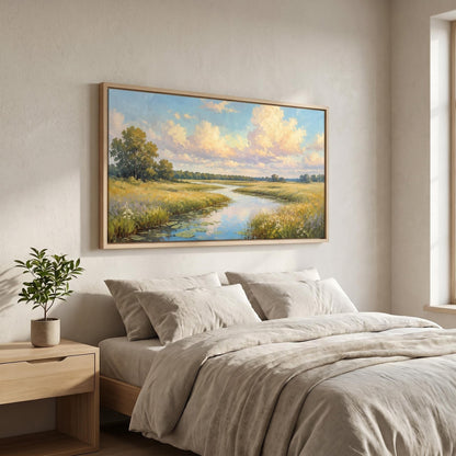 3D Textured Painting - Golden River Meadow