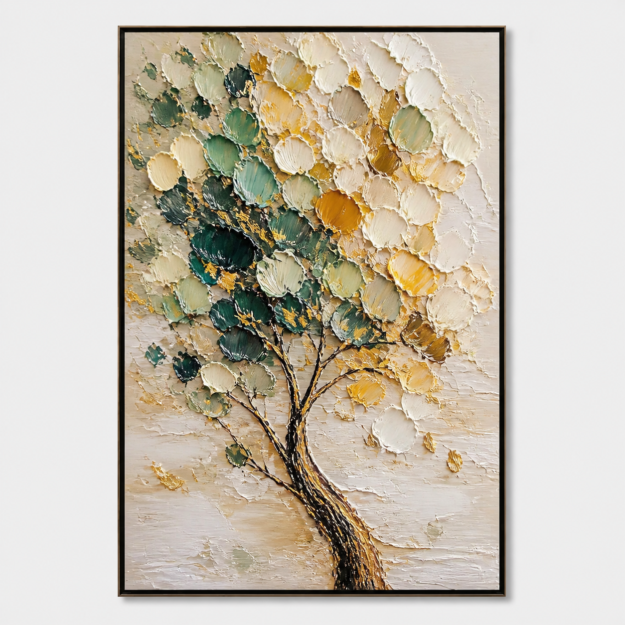 3D Textured Painting - Golden Green Tree