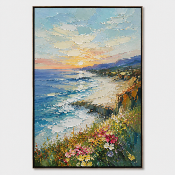 3D Textured Painting - Coastal Sunset Bluff