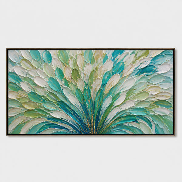 3D Textured Painting - Teal Peacock Bloom
