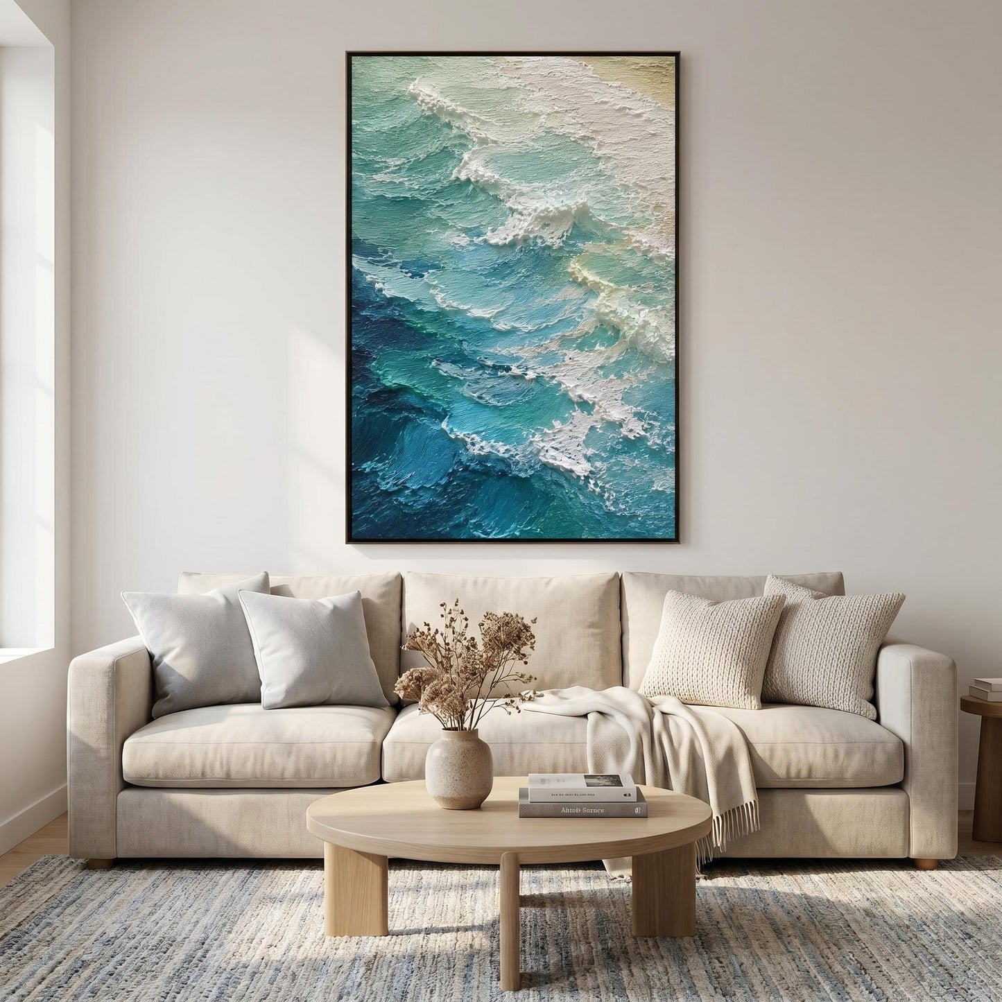 3D Textured Painting - Teal Ocean Waves