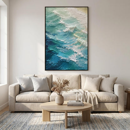 3D Textured Painting - Teal Ocean Waves