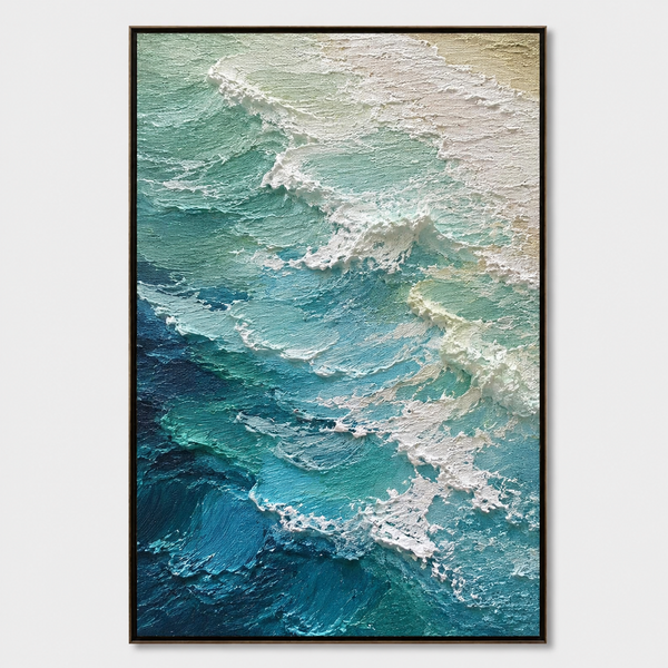 3D Textured Painting - Teal Ocean Waves