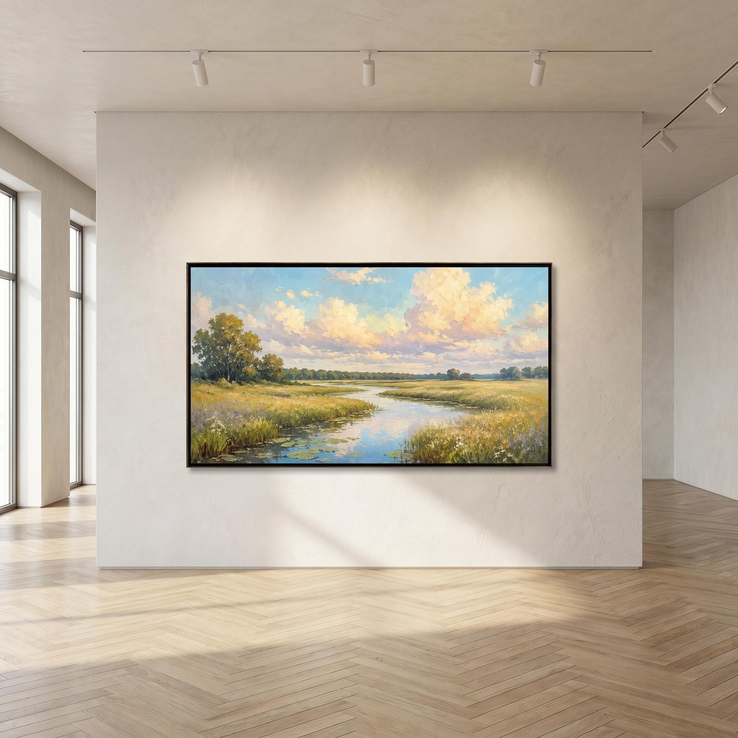 3D Textured Painting - Golden River Meadow