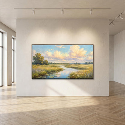3D Textured Painting - Golden River Meadow