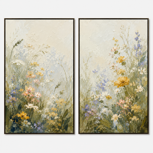 Colorful Painting - Wildflower Meadow Diptych
