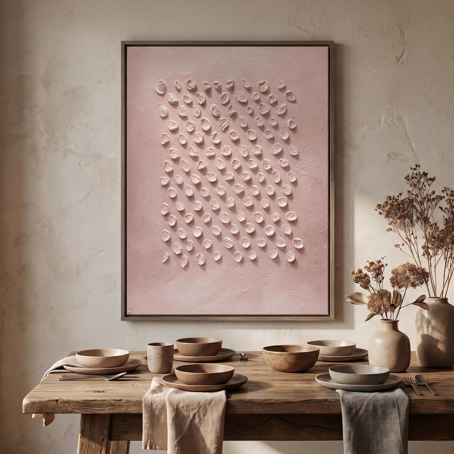 Wabi-Sabi Wall Art - Dusty Pink Textured Ripples