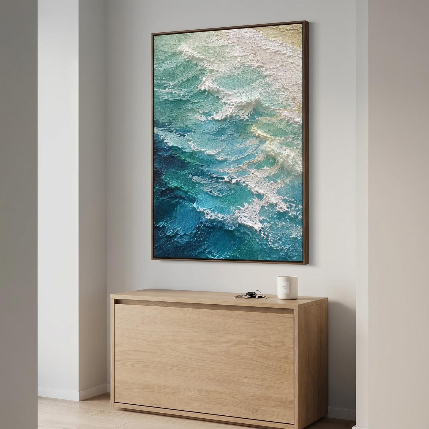 3D Textured Painting - Teal Ocean Waves
