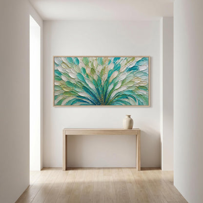 3D Textured Painting - Teal Peacock Bloom