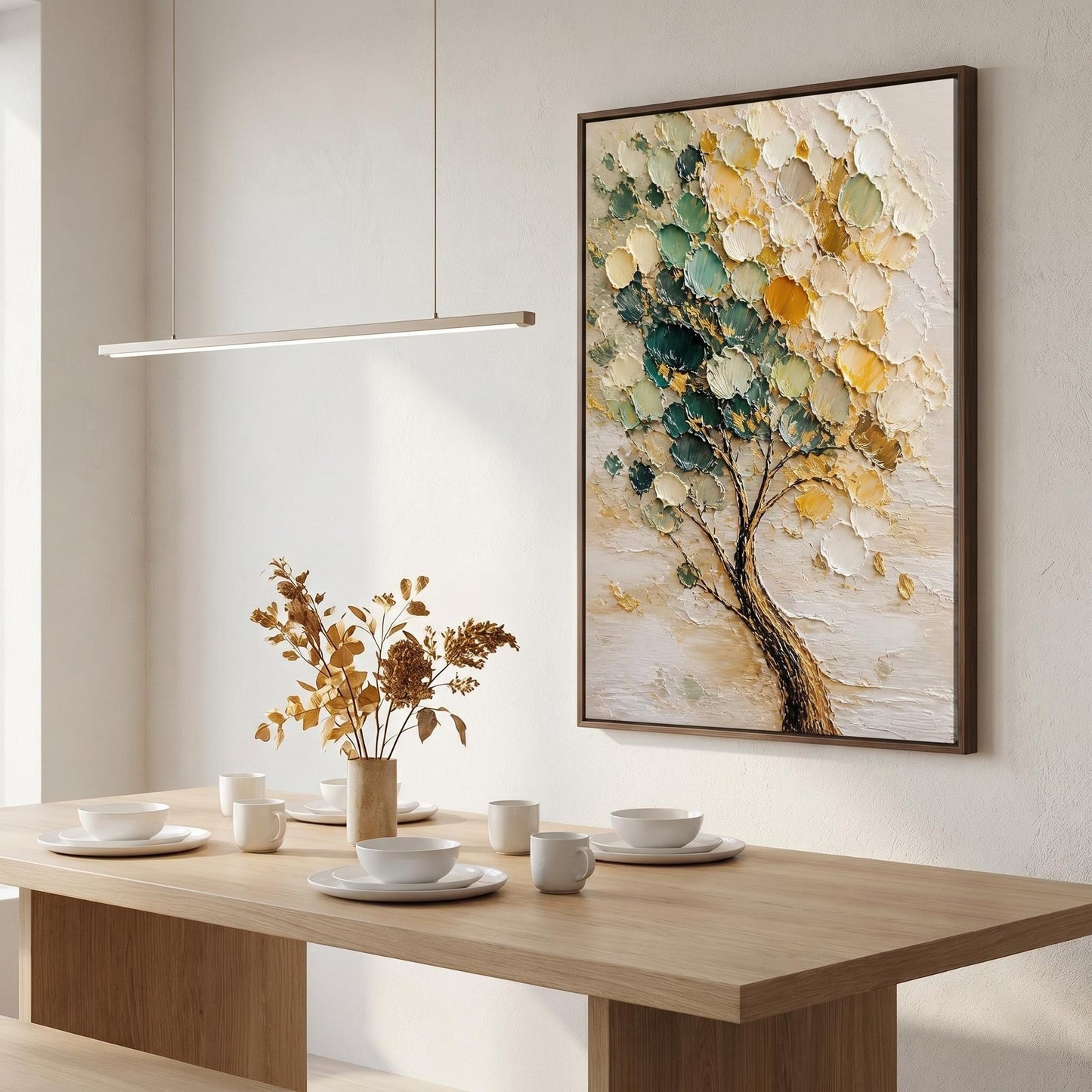 3D Textured Painting - Golden Green Tree