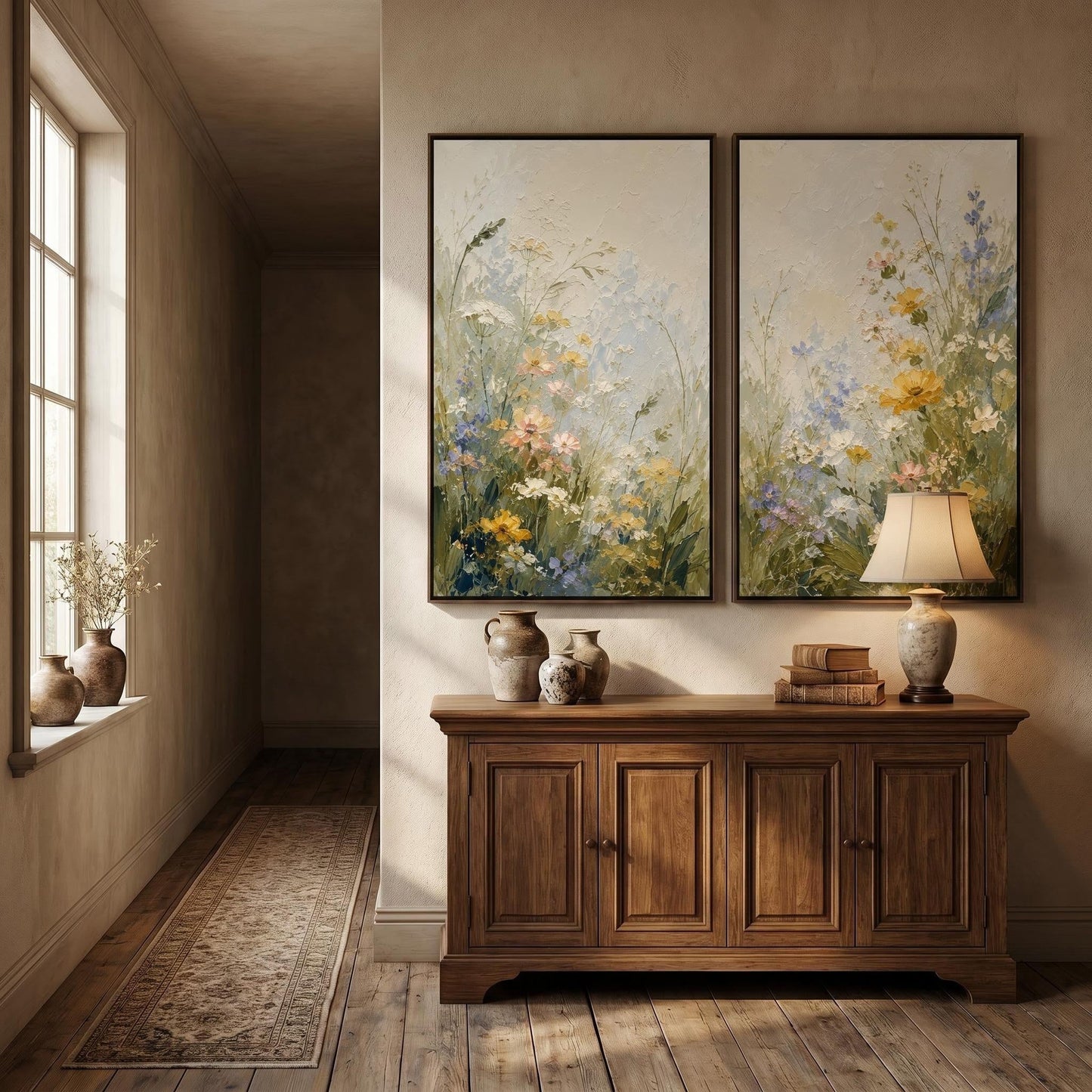 Colorful Painting - Wildflower Meadow Diptych