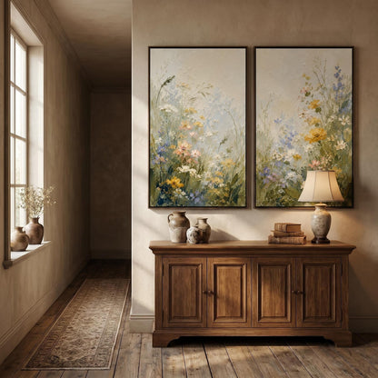 Colorful Painting - Wildflower Meadow Diptych