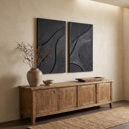 Wabi-Sabi Wall Art - Noir Flow Diptych