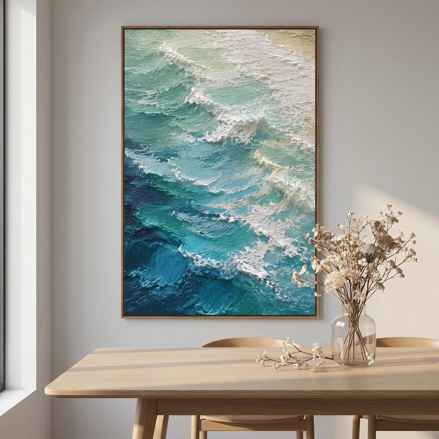3D Textured Painting - Teal Ocean Waves