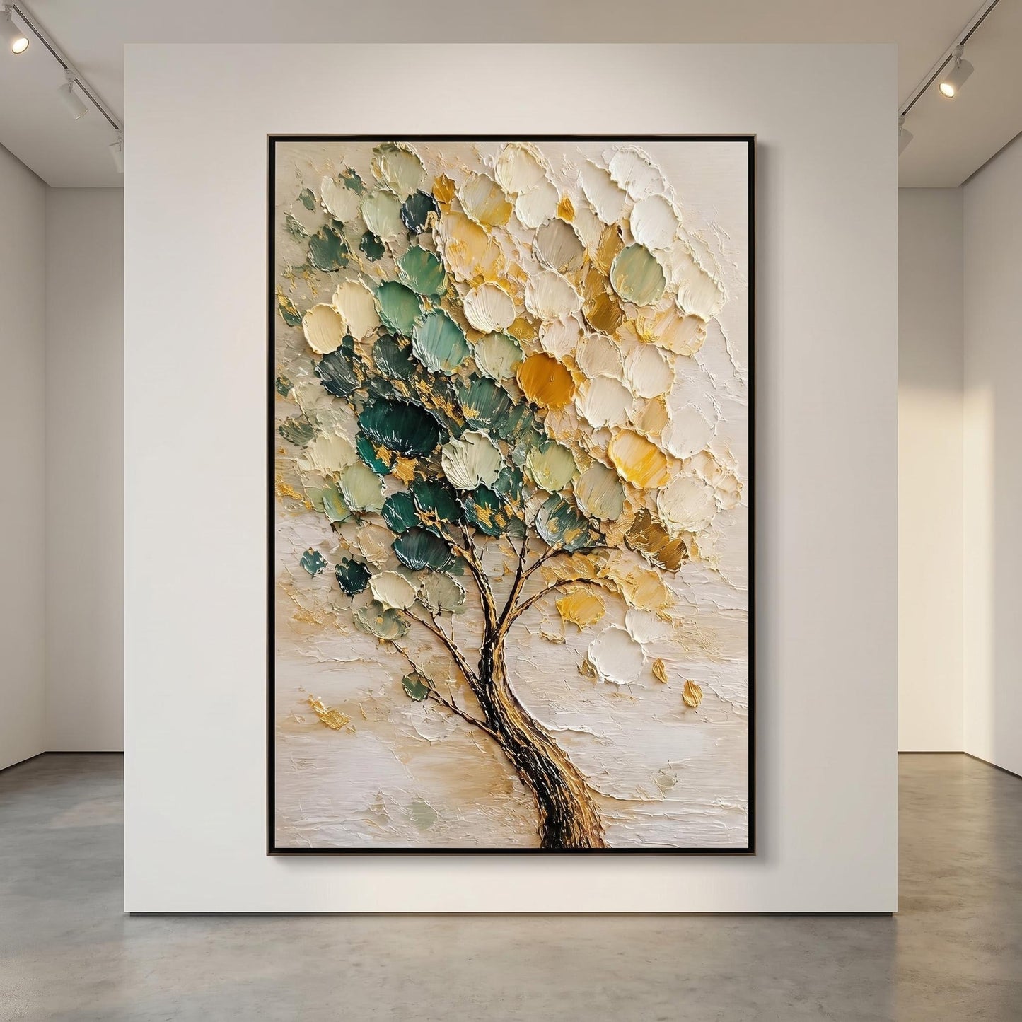 3D Textured Painting - Golden Green Tree