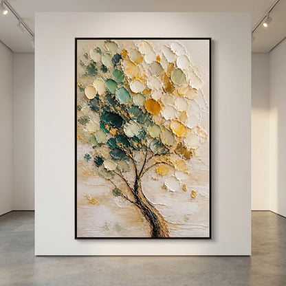 3D Textured Painting - Golden Green Tree