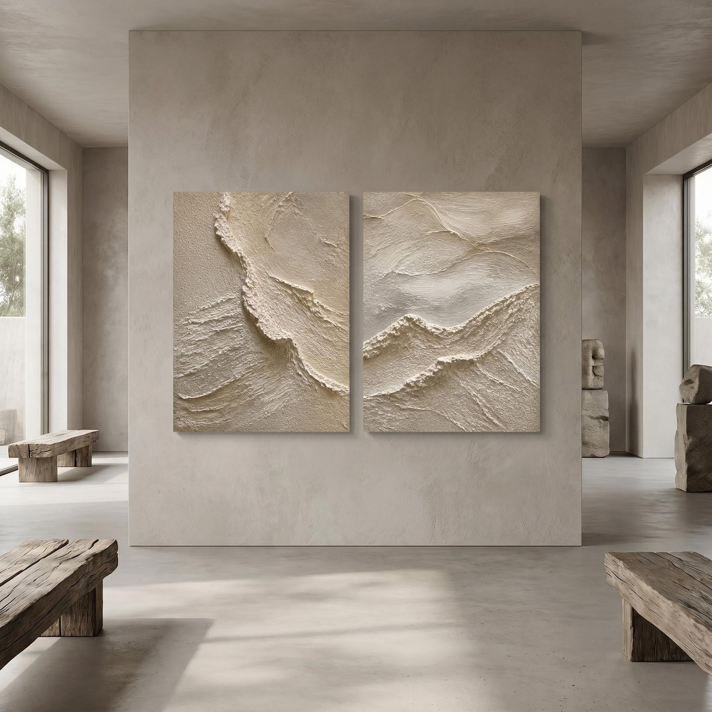 3D Textured Painting - Textured Terrain Diptych