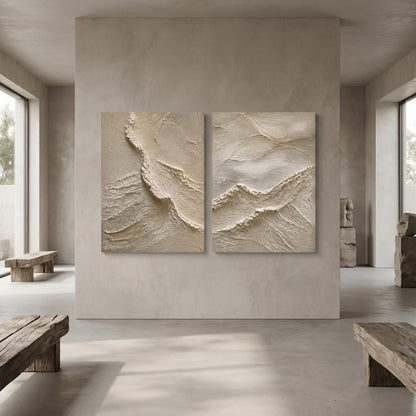3D Textured Painting - Textured Terrain Diptych