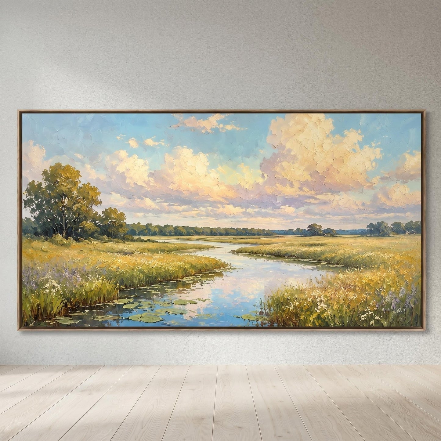 3D Textured Painting - Golden River Meadow