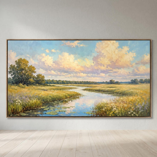 3D Textured Painting - Golden River Meadow