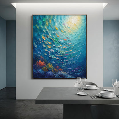 Colorful Painting - Underwater School of Fish