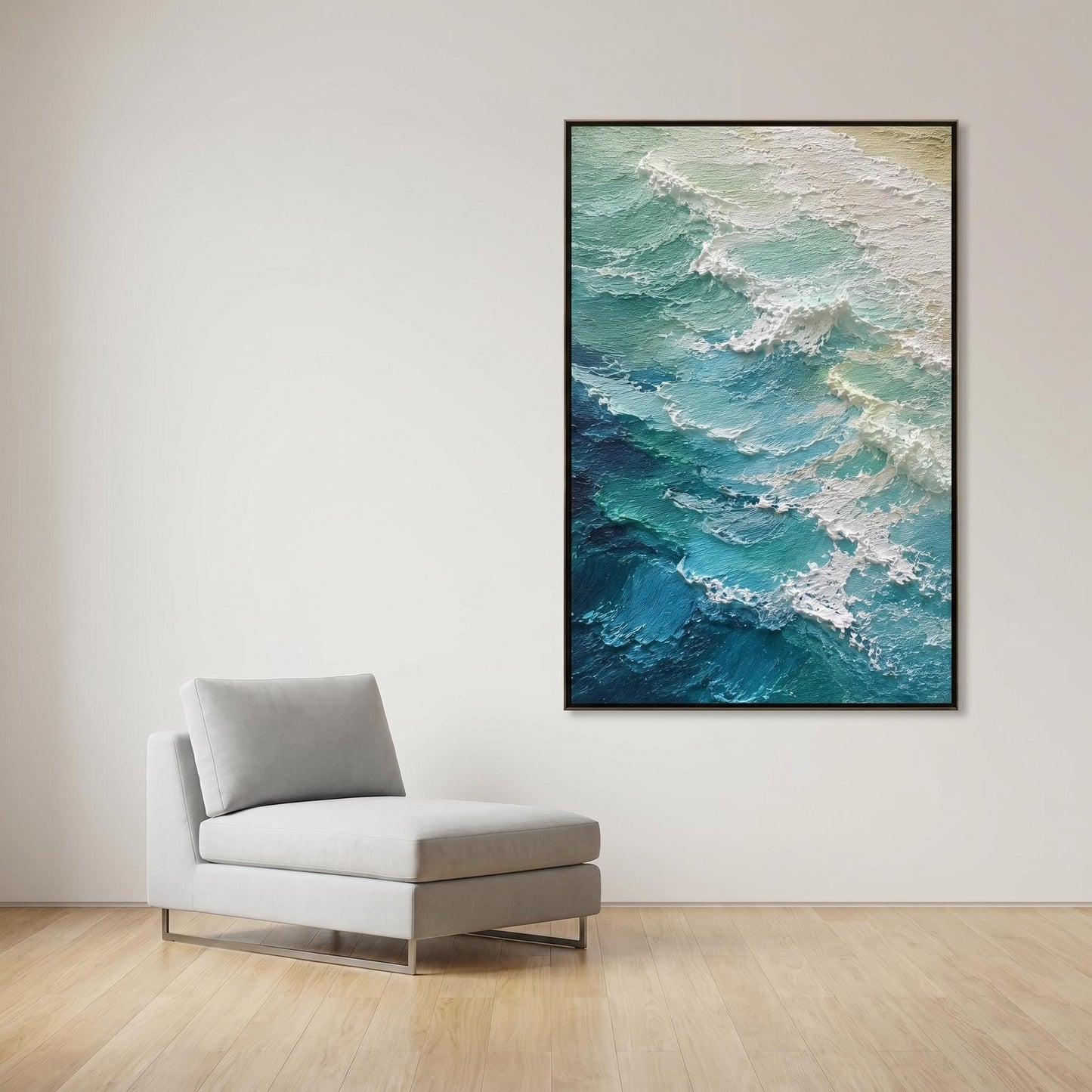 3D Textured Painting - Teal Ocean Waves