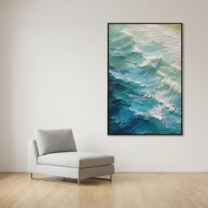 3D Textured Painting - Teal Ocean Waves