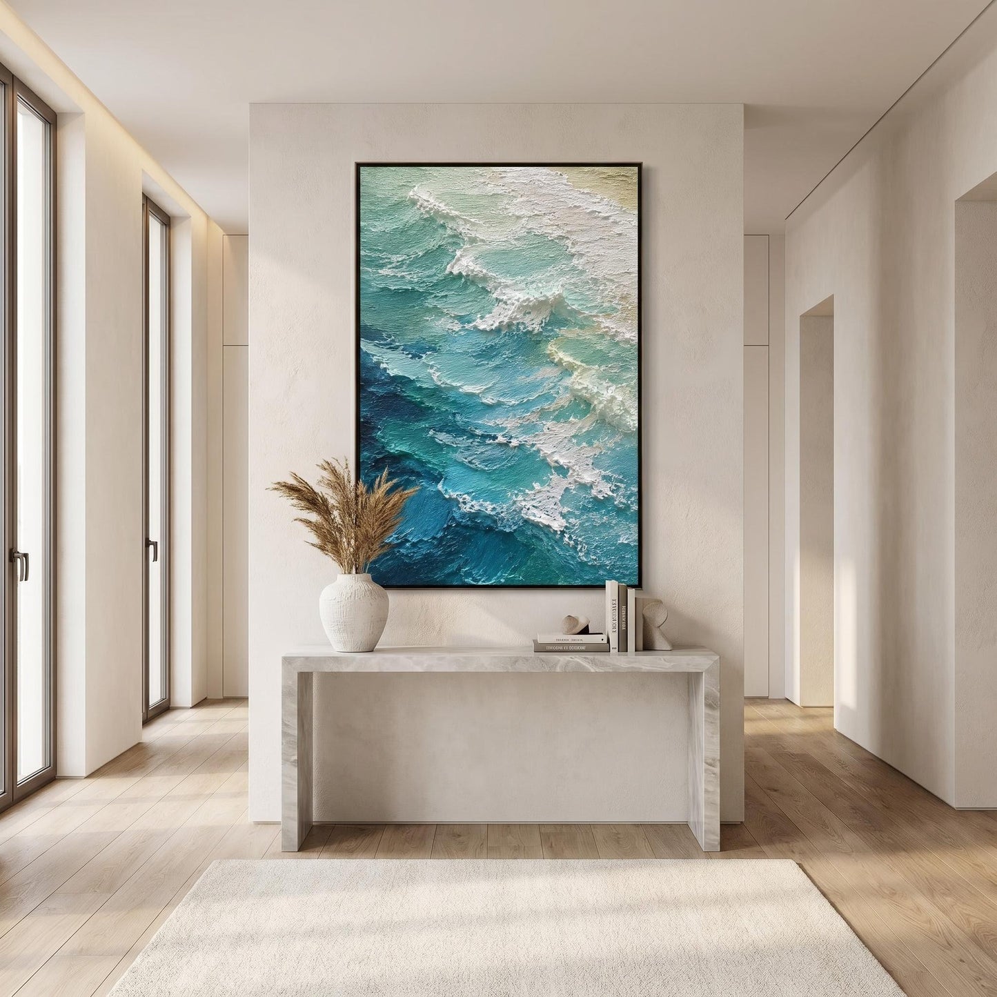 3D Textured Painting - Teal Ocean Waves