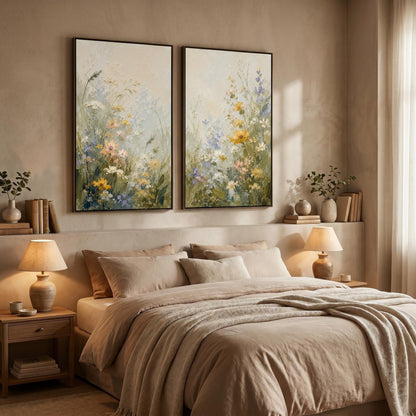 Colorful Painting - Wildflower Meadow Diptych