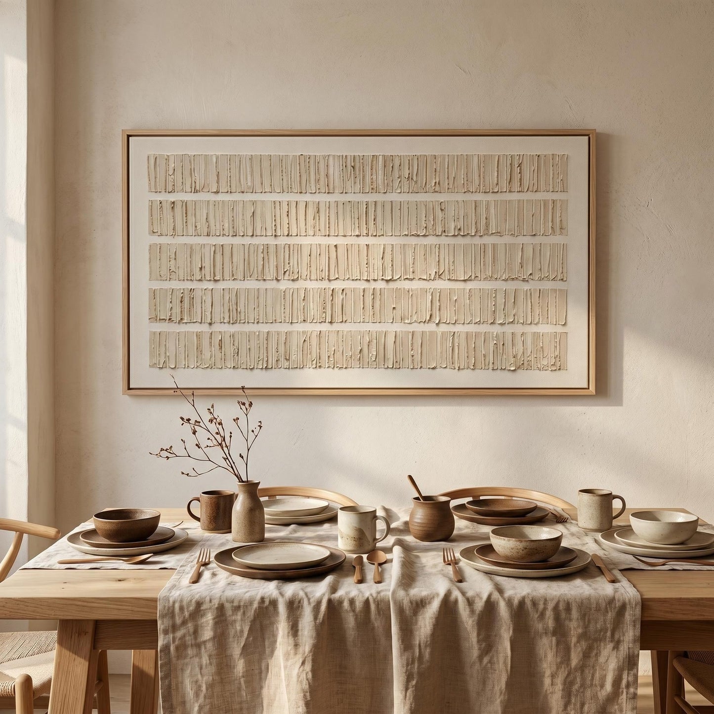 Wabi-Sabi Wall Art - Textured Linen Rows
