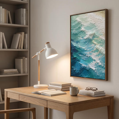 3D Textured Painting - Teal Ocean Waves