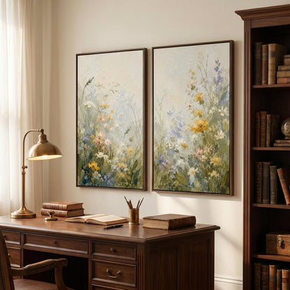 Colorful Painting - Wildflower Meadow Diptych