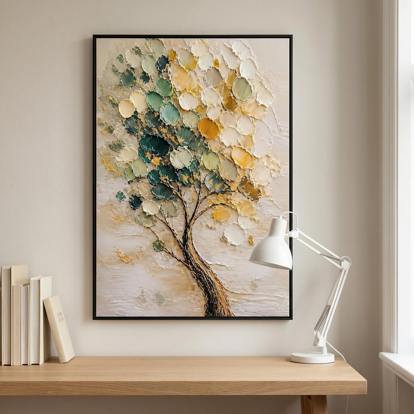 3D Textured Painting - Golden Green Tree