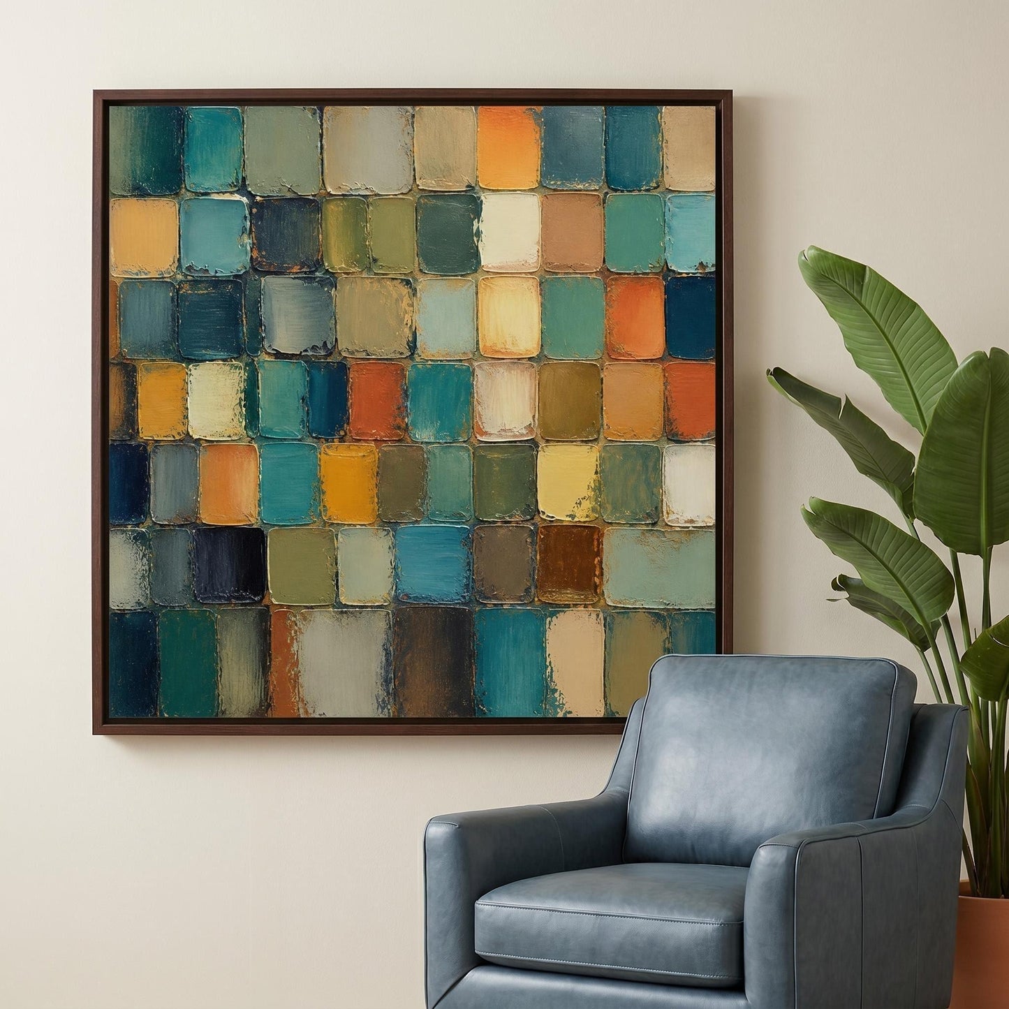 3D Textured Painting - Vintage Color Tiles