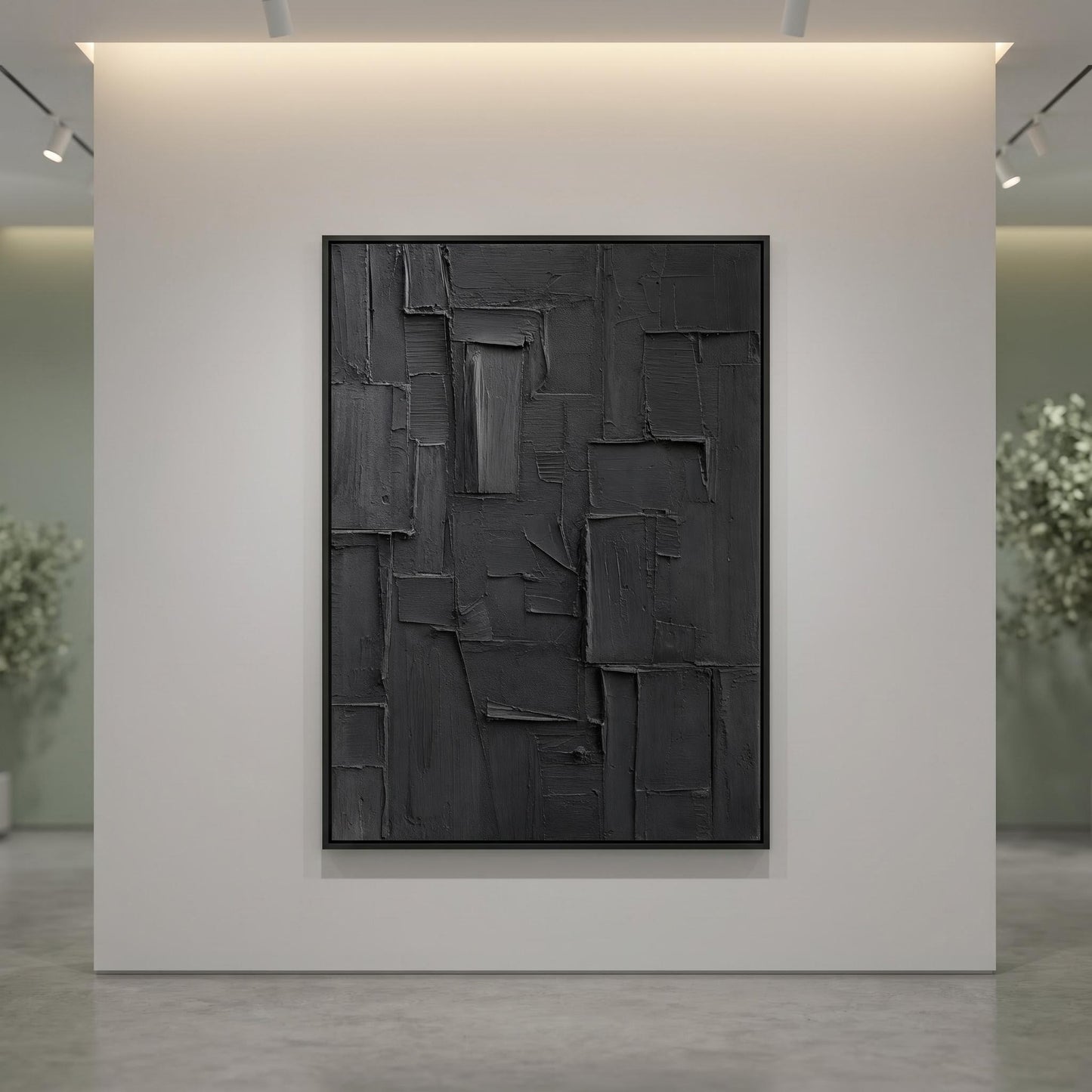 Wabi-Sabi Wall Art - Textured Black Relief