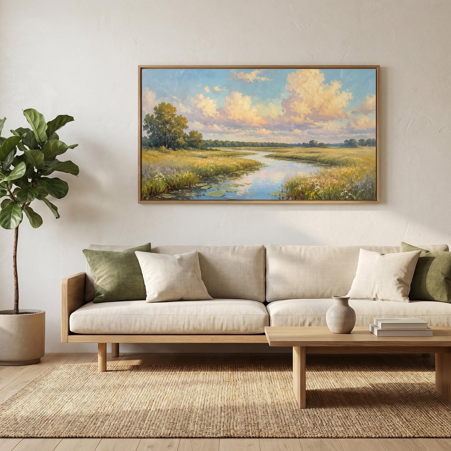 3D Textured Painting - Golden River Meadow