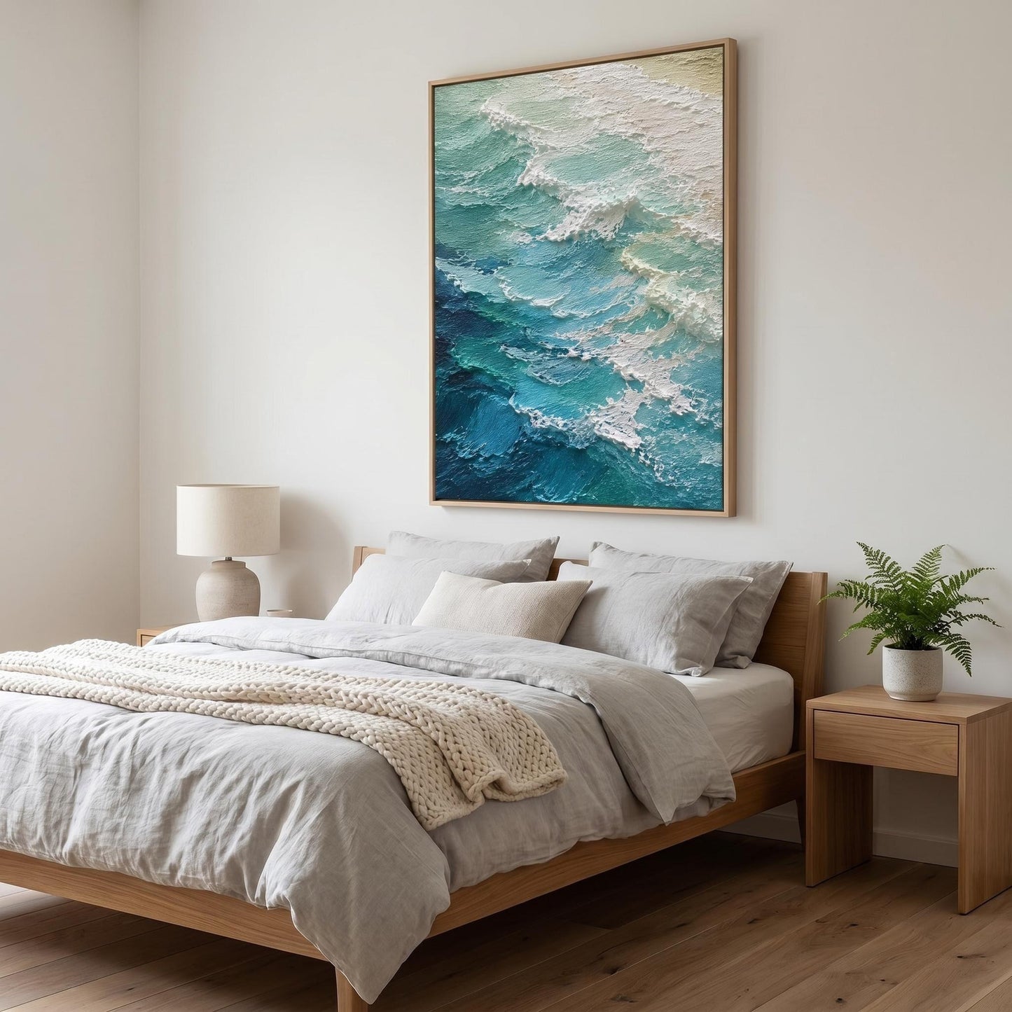 3D Textured Painting - Teal Ocean Waves