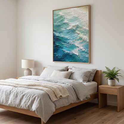 3D Textured Painting - Teal Ocean Waves
