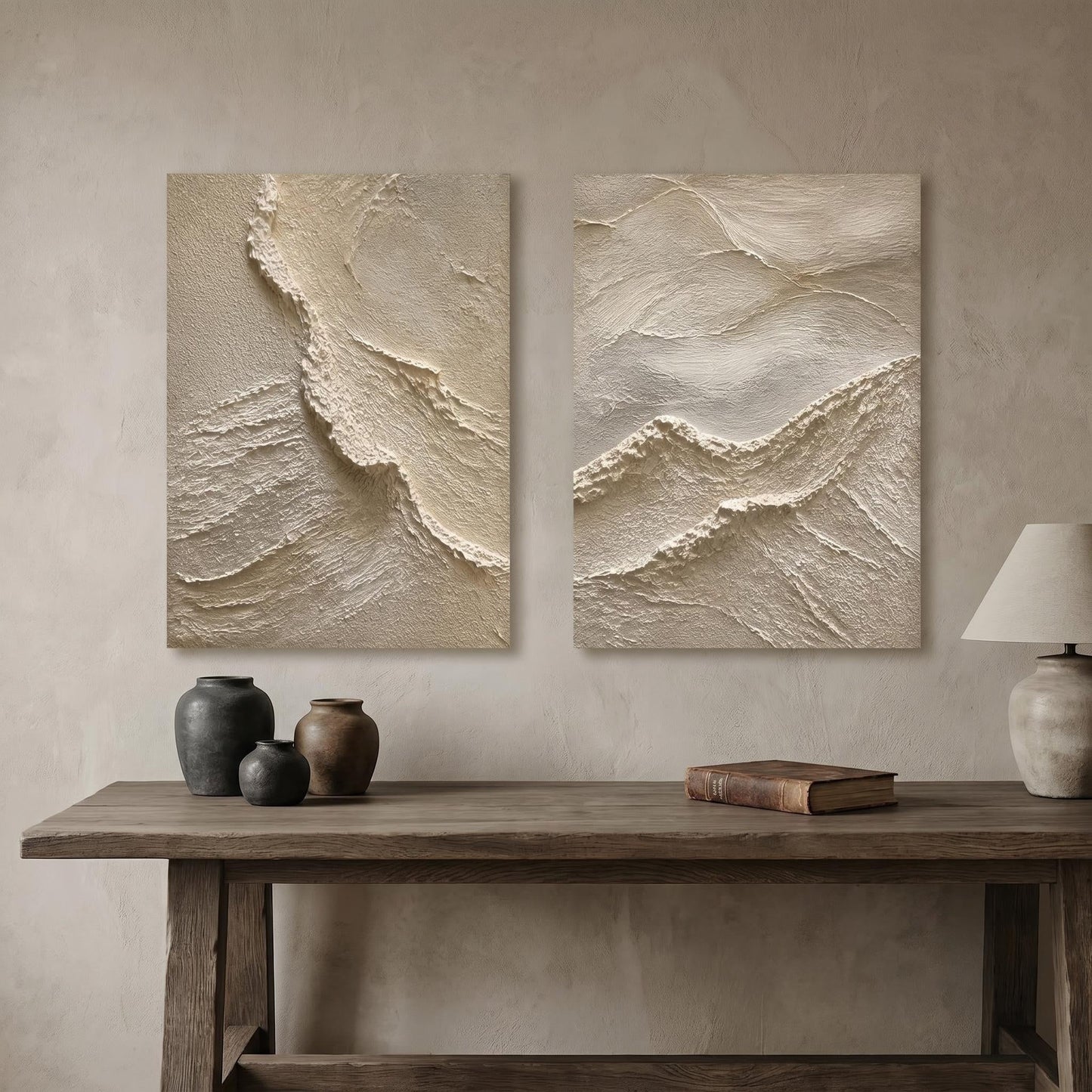3D Textured Painting - Textured Terrain Diptych